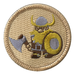 Armed Viking Scout Patrol Patch - embroidered 2 inch round Armed Viking Scout Patrol Patch - embroidered 2 inch round