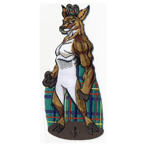 Wood Badge Patch of Wood Badge Antelope Critter on Wood Badge Tartan Background