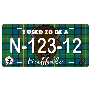 Wood Badge License Plate with Wood Badge Tartan Background, Wood Badge Logo, Wood Badge Buffalo Critter and Wood Badge Course Number Wood Badge License Plate with Wood Badge Tartan Background, Wood Badge Logo, Wood Badge Buffalo Critter and Wood Badge Course Number