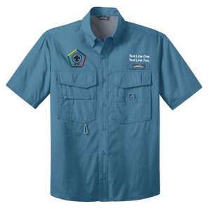 BSA Wood Badge Short Sleeve Fishing Shirt BSA Wood Badge Logo - Blue BSA Wood Badge Short Sleeve Fishing Shirt BSA Wood Badge Logo - Blue