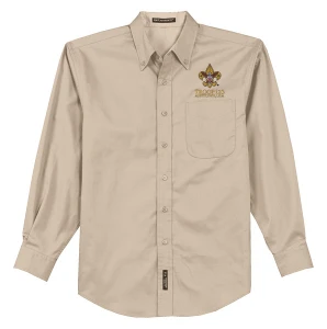 Long Sleeve Easy Care Shirt Men's with Scouting America Logo - Stone