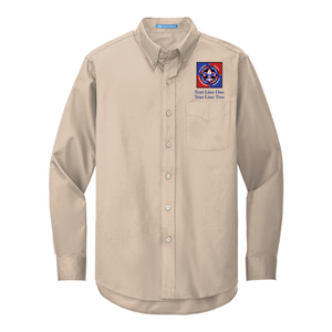 Long Sleeve Easy Care Shirt Men's with Scouting America NYLT Logo - Stone