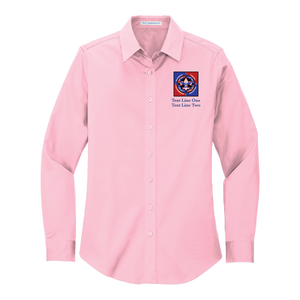 Ladies Long Sleeve Easy Care Shirt with Scouting America NYLT Logo - Light Pink