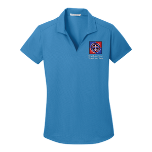 Grid Ladies Wicking Polo with Scouting America NYLT Logo - Celadon Blue