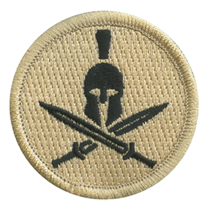 Spartan Helmet & Cross Swords Scout Patrol Patch - embroidered 2 inch round