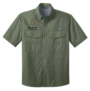 BSA Sea Scout Short Sleeve Fishing Shirt with Sea Scout Logo - Olive 