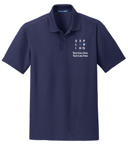 Grid Mens Wicking Polo with Exploring Logo - Navy