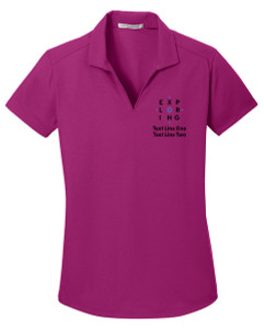 Grid Ladies Wicking Polo with Exploring Logo - Purple