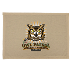 Wood Badge Patrol Flag with Wood Badge Owl Critter with Wood Badge logo Wood Badge Patrol Flag with Wood Badge Owl Critter with Wood Badge logo