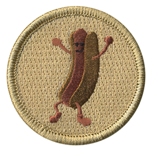 Dancing Hotdog Scout Patrol Patch - embroidered 2 inch round
