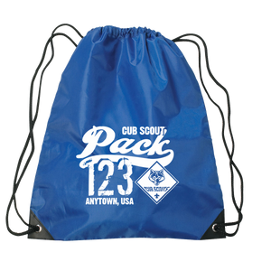 Cub Scout Pack Drawstring Bags with Cub Scout Logo -Royal Blue Cub Scout Pack Drawstring Bags with Cub Scout Logo -Royal Blue