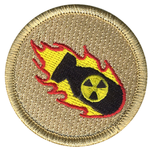 Flaming Nuke Scout Patrol Patch - embroidered 2 inch round