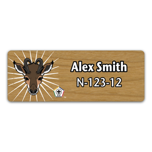 Wood Badge Name Tag with Wood Badge Antelope Critter and Wood Badge Logo