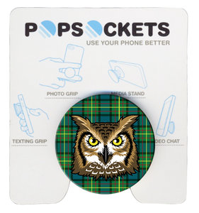 Wood Badge Popsocket of Wood Badge Owl Critter on Wood Badge Tartan Background Wood Badge Popsocket of Wood Badge Owl Critter on Wood Badge Tartan Background