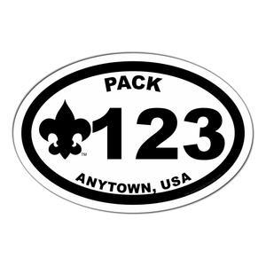 Cub Scout Pack Sticker Pack with Scouting America Fleur De Lis - 8 pack