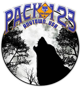 Cub Scout Pack Sticker Pack with Howling Wolf Design Cub Scout Pack Sticker Pack with Howling Wolf Design