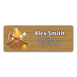 Troop Campfire Name Tag with Scouting  America fleur-de-lis on Cherry Wood