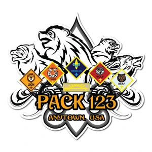 Cub Scout Pack Sticker Pack with Cub Scout Badges of Rank - 8 Pack