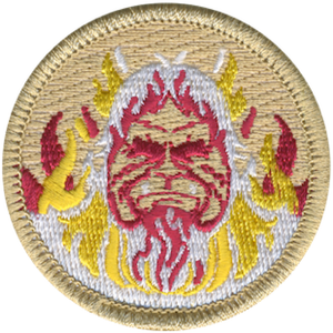 Flaming Sasquatch Scout Patrol Patch - embroidered 2 inch round Flaming Sasquatch Scout Patrol Patch - embroidered 2 inch round