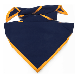Blank Navy Blue Neckerchief with Gold Piped  Edge - Troop Size (B848 AZ 22/17)