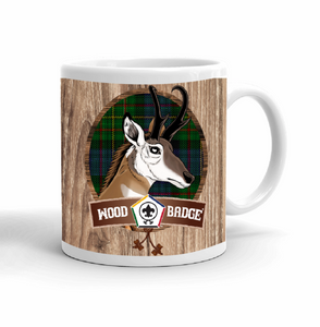 Wood Badge Mug with Wood Badge Antelope Critter with Wood Badge Logo - Left View Wood Badge Mug with Wood Badge Antelope Critter with Wood Badge Logo - Left View
