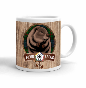 Wood Badge Mug with Wood Badge Beaver Critter with Wood Badge Logo and Wood Badge Bead - Right View Wood Badge Mug with Wood Badge Beaver Critter with Wood Badge Logo and Wood Badge Bead - Right View