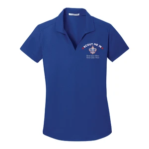 Ladies Dry Zone Polo with Scout Me In Scouting America Logo - Royal