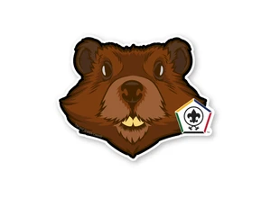 Wood Badge Sticker of Wood Badge Beaver with Wood Badge Logo