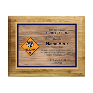 Cub Scout Pack Plaque with Cub Scout Logo  - Light Wood