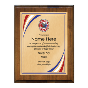 BSA Eagle Scout Plaque with Eagle Scout Logo - Walnut
