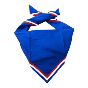 Blank Royal Blue Neckerchief with True Red White and Royal Blue Triple Piped Edge - Troop Size