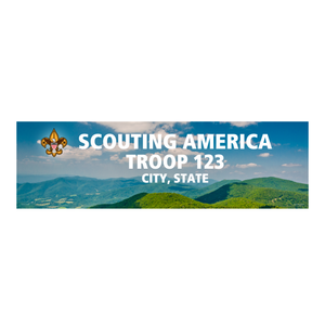 Scouts BSA Troop Vinyl Banner - Mountain Scene (28" Tall x 96" wide Banner) Scouts BSA Troop Vinyl Banner - Mountain Scene (28" Tall x 96" wide Banner)