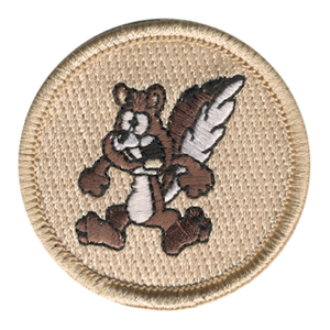 Surprised Squirrel Scout Patrol Patch - embroidered 2 inch round
