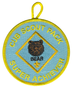 Cub Scout Pack Super achiever Patch with Bear Rank