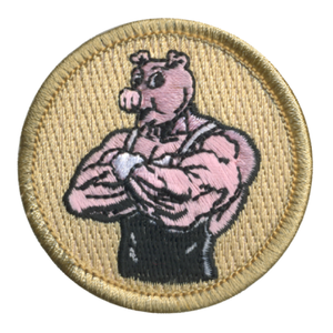Buff Pig Patch - embroidered 2 inch round