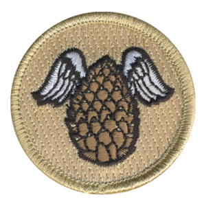 Flying Pine Cone Patch - embroidered 2 inch round