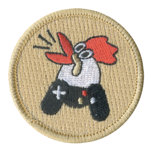 Screaming Gamer Chicken Patch - embroidered 2 inch round