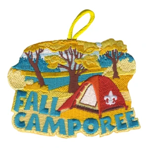 Scouting Fall Camporee Activity Patch with tent and Scouting America fleur de lis