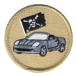 Pirate Car Patch - embroidered 2 inch round