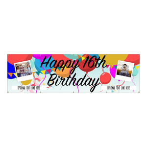 Sweet Sixteen Birthday Vinyl Banner - Double Photo (SP7854) Sweet Sixteen Birthday Vinyl Banner - Double Photo (SP7854)