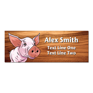 4-H Name Tag - Pig (Cherry Wood)