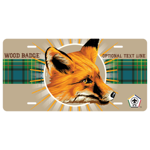 Wood Badge License Plate With Wood Badge Fox Critter and Wood Badge Logo Wood Badge License Plate With Wood Badge Fox Critter and Wood Badge Logo