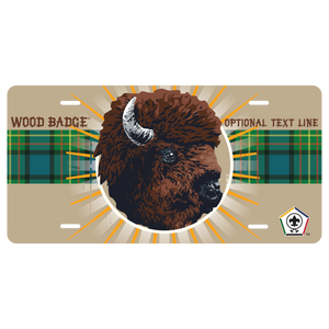Wood Badge License Plate With Wood Badge Buffalo Critter and Wood Badge Logo Wood Badge License Plate With Wood Badge Buffalo Critter and Wood Badge Logo