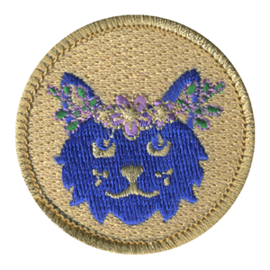 Feline Flower Crown Patrol Patch - embroidered 2 in round