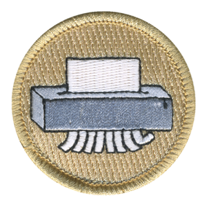 Paper Shredder Patrol Patch - embroidered 2 in round