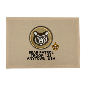 BSA Troop Patrol Patch Flag with Bear Patrol Patch