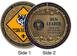 Den Leader Coin Front and Back Scouting America