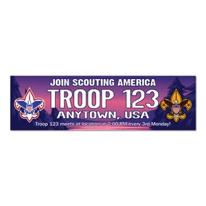Girl Troop Recruitment Night Banner with Scouting America Logo  (28" Tall x 96" wide Banner)