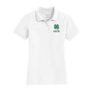 Ladies Cotton Pique Polo with Embroidered 4-H Logo - White
