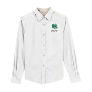 Port Authority® Ladies Long Sleeve Easy Care Shirt with Embroidered 4-H Logo - White